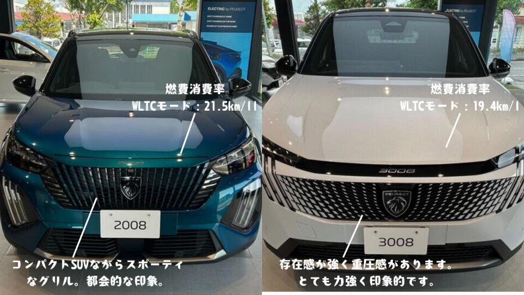 プジョー2008・3008の特徴を比較しました