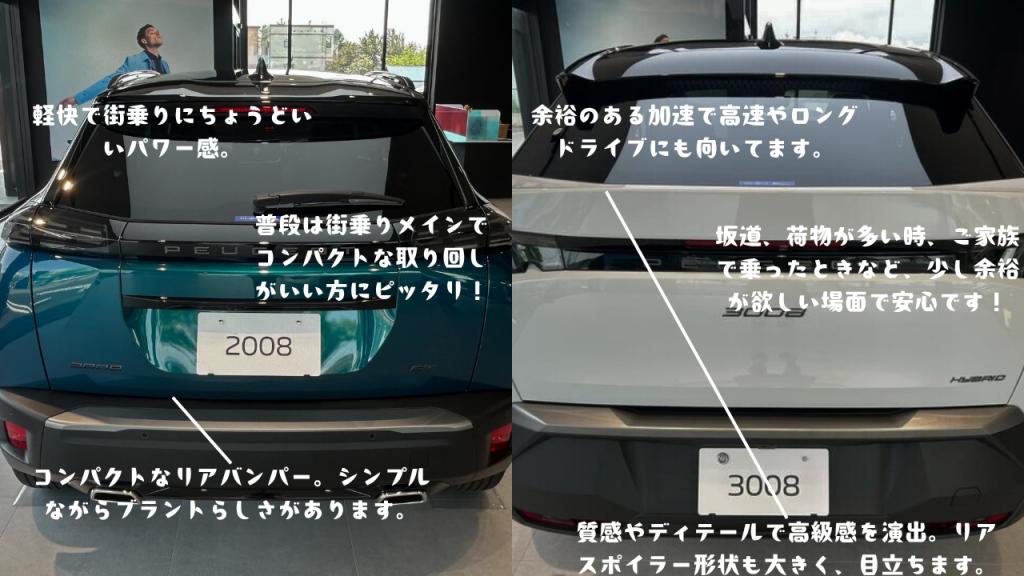 プジョー2008・3008の特徴を比較しました